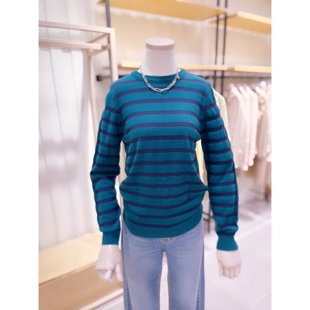 배색 스트라이프 니트