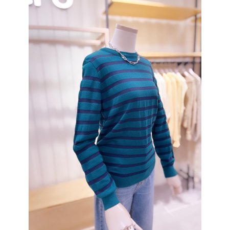 배색 스트라이프 니트