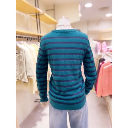 배색 스트라이프 니트