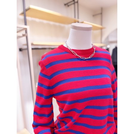 배색 스트라이프 긴팔 니트