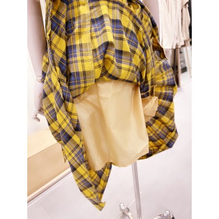 체크 스트링 장식 프릴 스커트