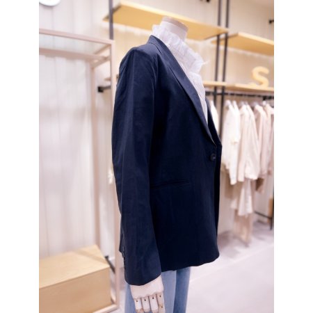 숄카라 디자인 싱글버튼 린넨 자켓
