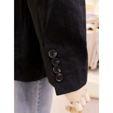 숄카라 디자인 싱글버튼 린넨 자켓