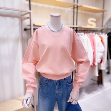 V넥 크랍 맨투맨