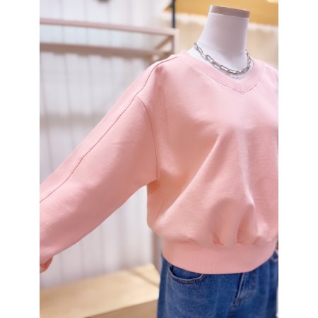 V넥 크랍 맨투맨