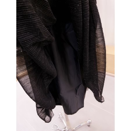 메탈주름지 라운드 절개 롱스커트