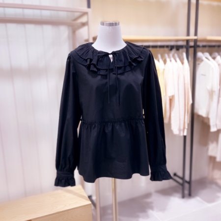 주름카라 A라인 블라우스