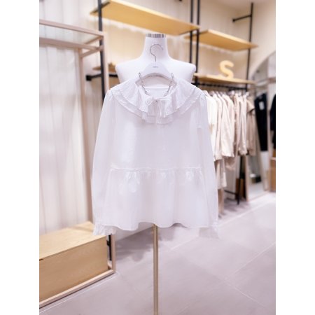 주름카라 A라인 블라우스