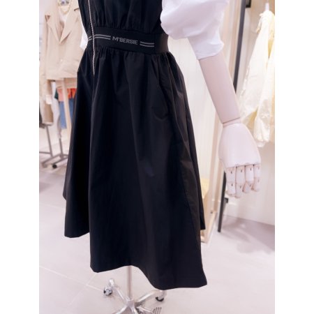 허리 로고밴딩 지퍼여밈 V넥 원피스	