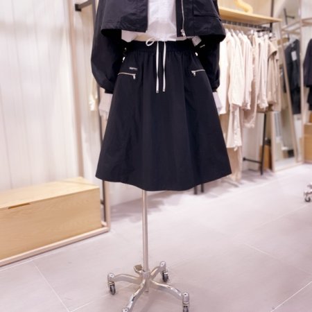 사이드 지퍼포켓 허리울밴딩 풀 스커트