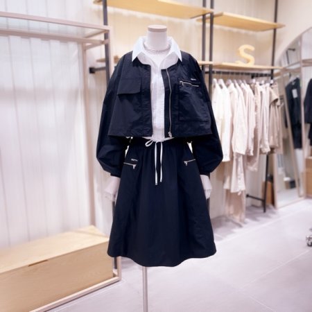 사이드 지퍼포켓 허리울밴딩 풀 스커트