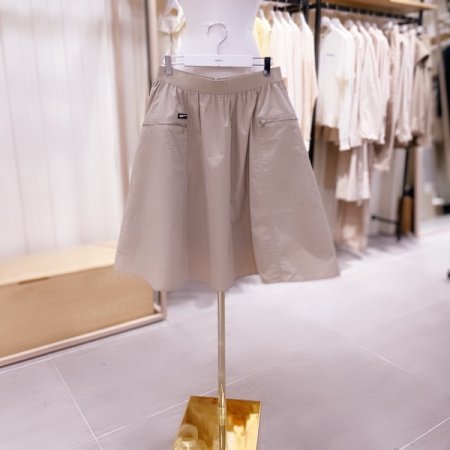 사이드 지퍼포켓 허리울밴딩 풀 스커트