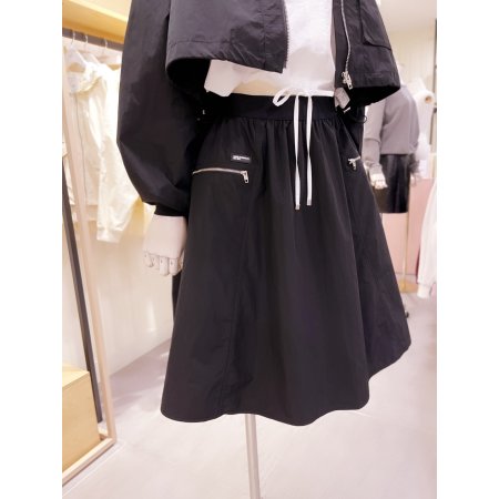 사이드 지퍼포켓 허리울밴딩 풀 스커트