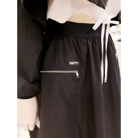 사이드 지퍼포켓 허리울밴딩 풀 스커트