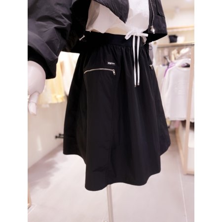 사이드 지퍼포켓 허리울밴딩 풀 스커트