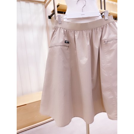 사이드 지퍼포켓 허리울밴딩 풀 스커트