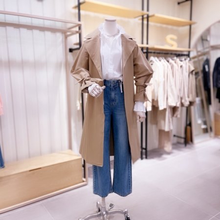 배색 벨트 포인트 트렌치