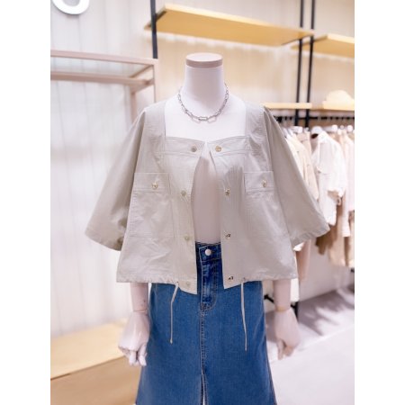 스퀘어넥 크랍 루즈핏 셔츠