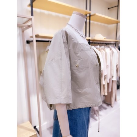 스퀘어넥 크랍 루즈핏 셔츠