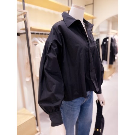 볼륨 소매 크롭 셔츠