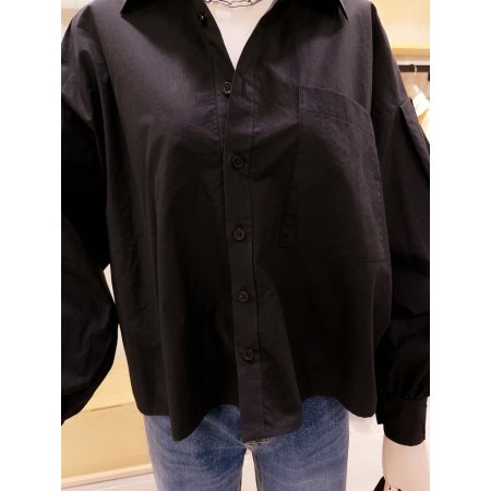 볼륨 소매 크롭 셔츠