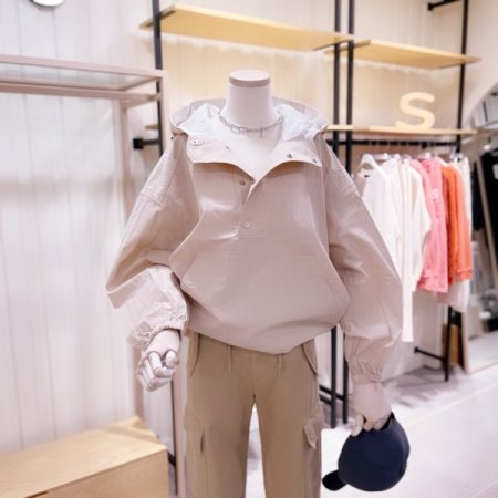 후드 배색 루즈핏 아노락 점퍼