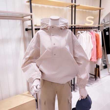 후드 배색 루즈핏 아노락 점퍼