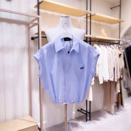 어깨셔링 오버핏 민소매 셔츠