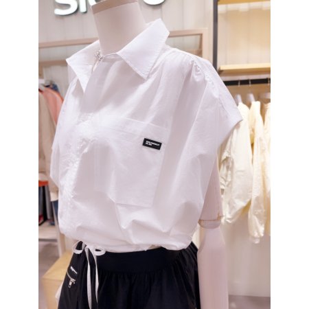 어깨셔링 오버핏 민소매 셔츠