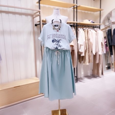 사선 포켓 밴딩 스커트