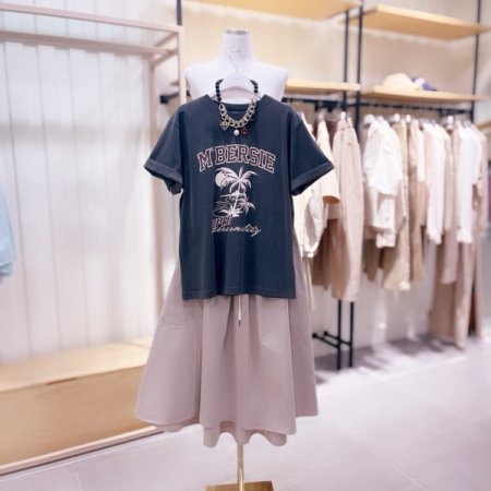 사선 포켓 밴딩 스커트