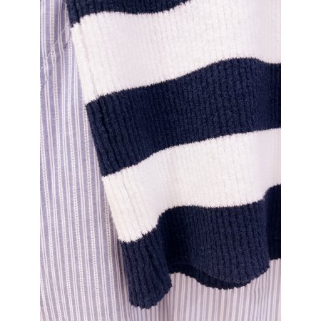 자카드 레터링 단가라 반팔 카라 니트