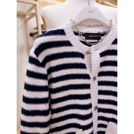 콤비배색 스트라이프 버튼 가디건