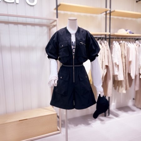 4포켓 로고밴딩 반팔 점프수트