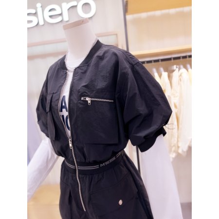 4포켓 로고밴딩 반팔 점프수트