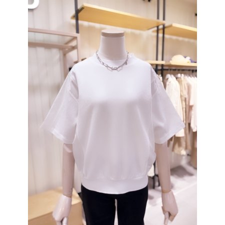 우븐 믹스 라운드 반팔 티셔츠