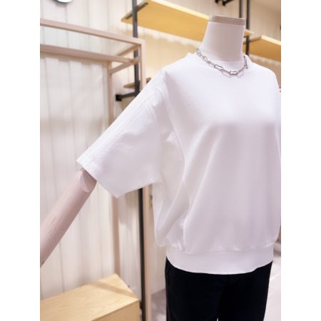 우븐 믹스 라운드 반팔 티셔츠