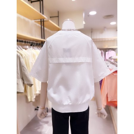 우븐 믹스 라운드 반팔 티셔츠