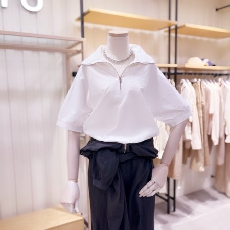 자수 반집업 나그런 우븐믹스 맨투맨