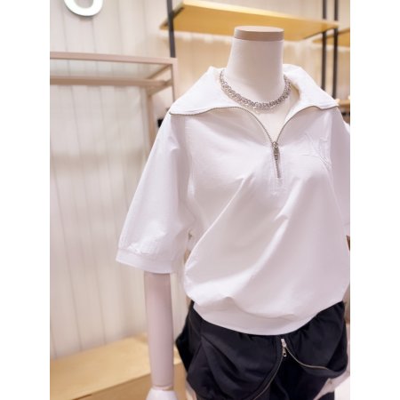 자수 반집업 나그런 우븐믹스 맨투맨