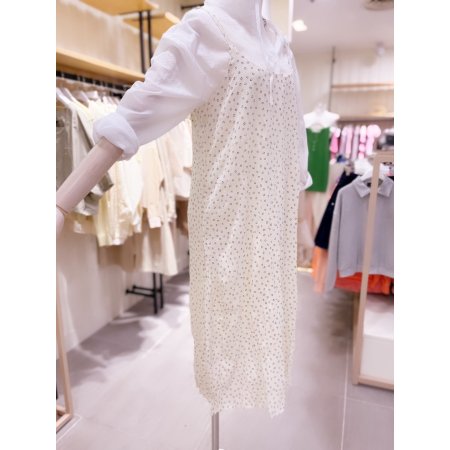 도트패턴 민소매 원피스