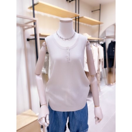 헨리넥 슬림핏 민소매 니트