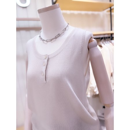 헨리넥 슬림핏 민소매 니트