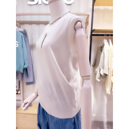 헨리넥 슬림핏 민소매 니트