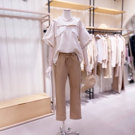 린넨 혼방 아노락 후드 셔츠