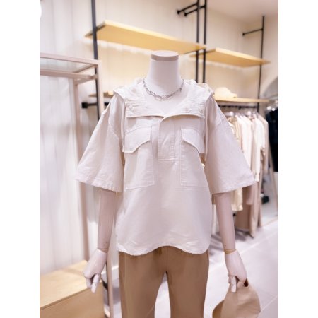 린넨 혼방 아노락 후드 셔츠