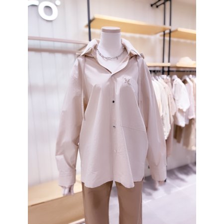 M 자수 후드 탈부착 셔츠