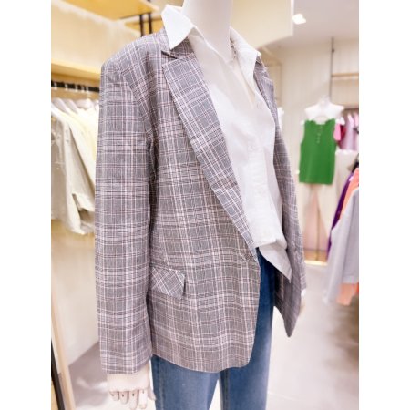 린넨체크소재싱글자켓