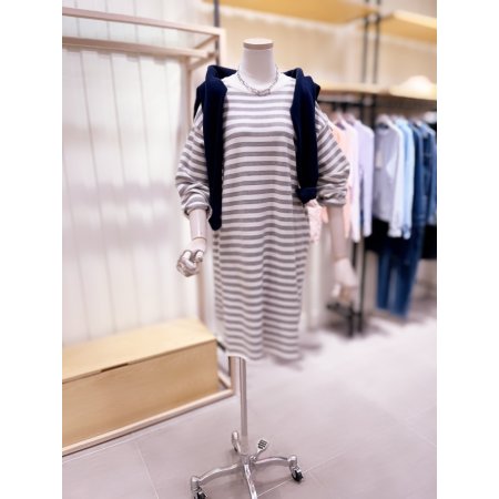 스트라이프 와끼트임 원피스