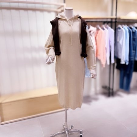 캐시미어 후드 롱 원피스